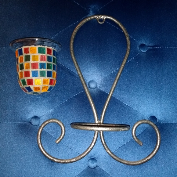 Vintage Multi-Color Mosaic Candle Holder - Picture 2 of 14